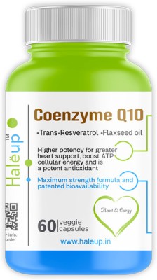 HALEUP Coenzyme Q-10 Enriched with Resveratrol & Omega-3 EPA/DHA | Healthy Heart||Brain(2 x 60 Capsules)