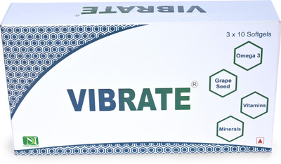 VIBRATE Multivitamin with Omega 3 , Grape seed extract,11 vitamins and 7 minerals(30 Capsules)