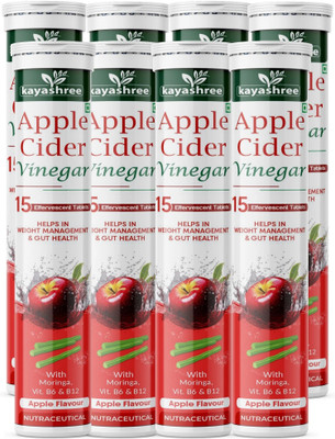 kayashree Apple Cider Vinegar Effervescent Tabs | Apple Flavour |Weight Loss(8 x 15 Tablets)