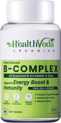 Health Veda Organics B-Complex with All B Vitamins Supports Cognitive Health For both Men & Women(120 Tablets)