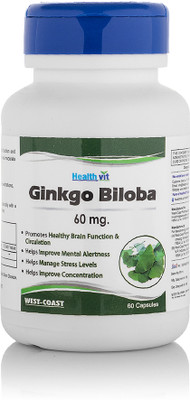HealthVit Ginkgo Biloba 60mg For Helthy Brain Function(60 Capsules)