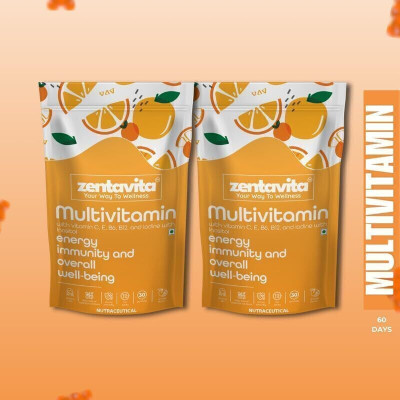 Zentavita Multivitamin Gummies for Adults with Vitamin C, E, B6, B12 and Iodine(2 x 30 No)