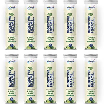 puriteo DIGESTIVE ENZYME EFFERVESCENT LIMBUPANI_10(10 x 15 Tablets)