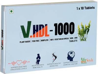 LIFE STYLE STUDIO V.HDL-1000 Tablet Plant Based | Fish Free | Burpless | 100% Vegetarian Omega