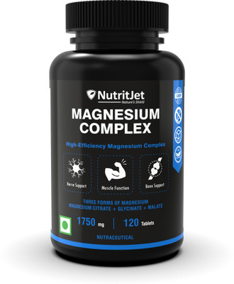 NutritJet Magnesium Glycinate + Citrate + Malate Complex - Max Absorption(120 Tablets)