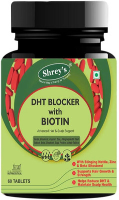 Shrey's DHT Blocker with Biotin for Hair Growth & Hair Fall Control Supports Strong Hair(60 Tablets)