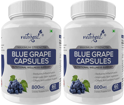 Natureal Blue Grape 800 mg Capsules for Overall Wellness, Healthy Skin & Anti-Oxidant(2 x 60 No)