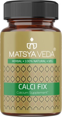 MATSYAVEDA Calci Fix | Calcium Supplement with Methi & Ginger | For Bone Density & Strength(60 Capsules)