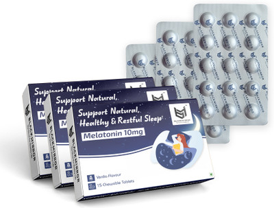 Black mirror MELATONIN 10MG for HEALTHY NATURAL & RESTFUL SLEEP SUPPORT chewable tablets(3 x 15 Tablets)