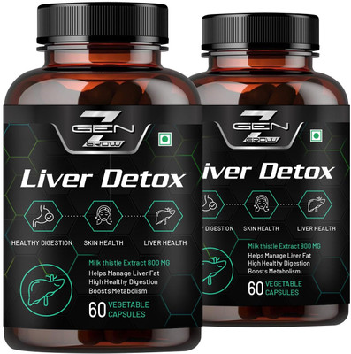 GenZ grow Liver Detox Supplement with Milk Thistle Extract Beetroot 800mg pack 2(2 x 60 Capsules)