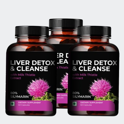 Almora Herbals Liver Detox & Cleanse With Milk Thistle Extract For Men & Women(3 x 60 Capsules)