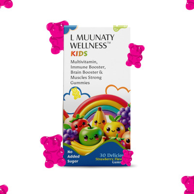 L MUUNATY WELLNESS KIDS Multivitamin | Immune Booster | Brain Booster & Muscles Strong Gummies(30 No)
