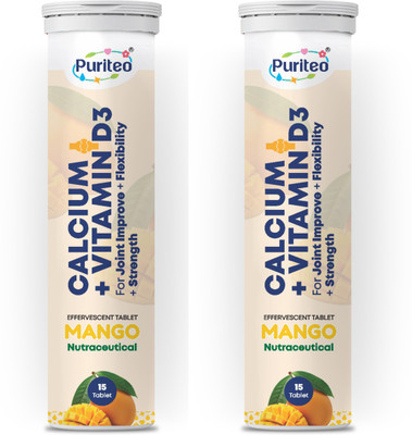 puriteo CALCIUM + VITAMIN D3 EFFERVESCENT MANGO _02(2 x 15 Tablets)