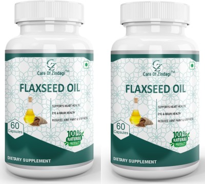 Care of Zindagi Flaxseed Oil Capsules With Omega 3 6 9 For Eyes , Brain & Joint Pain - 120 Caps(1000 mg)