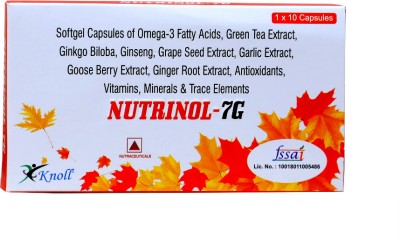 Knoll Nutrinol 7G Multivitamin Omega 3 Vitamin D3 K2 for hair Joint Health(10 Capsules)