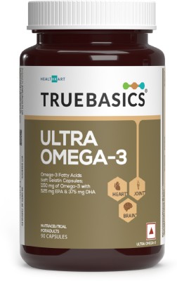 TRUEBASICS Ultra Omega 3 Fish Oil Capsules, Triple Strength with 1250 mg Omega 3(90 No)