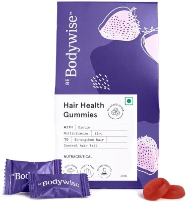 Bodywise 5000mcg Biotin Hair Gummies | 1 Month Pack | Strong Hair, Nails | No Added Sugar(30 Tablets)