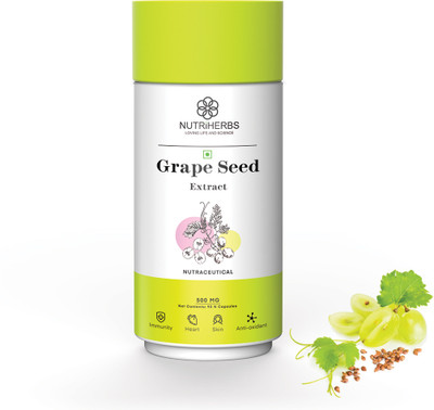 Nutriherbs Grape Seed Extract Capsules | for Healthy Skin , Digestion & Cholesterol Level(90 Capsules)