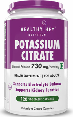 HealthyHey Nutrition Potassium Citrate 730mg - 120 Vegetable Capsules(120 No)