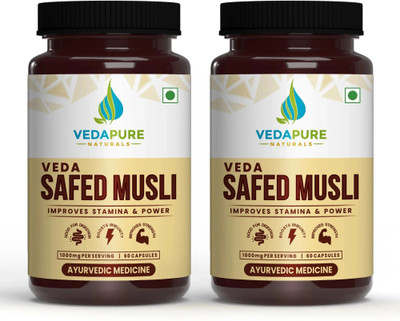 vedapure naturals Naturals Pure Safed Musli capsules for Strength, Stamina & Endurance-1300mg(2 x 500 mg)
