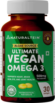 NATURALTEIN ALGAE SOURCE VEGAN Omega 3|Fish Oil Replacement|Supports Heart & Brain Health(30 Capsules)