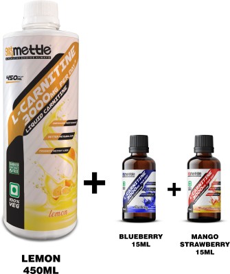 getmymettle L Carnitine Liquid|Fat Burner|3000mg|Vitamin B5|450+15+15ml|Lemon|(480 ml)