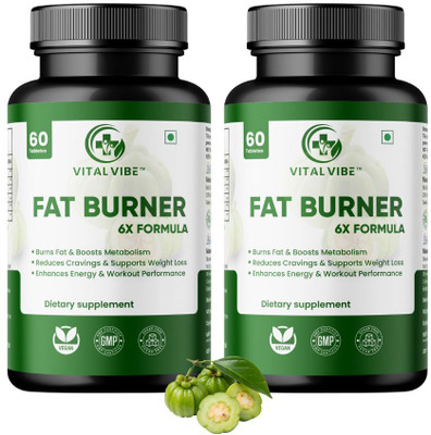 VITAL VIBE Fat Burner Tablets with Green Coffee, Green Tea, Garcinia, L-Carnitine, ACV(2 x 60 Tablets)