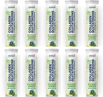 puriteo COLLAGEN GLUTATHION MANGO GREEN_10(10 x 15 Tablets)
