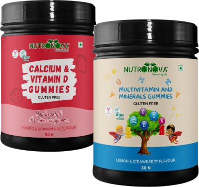 Nutronova Calcium & Vitamin D for women+Multivitamin & Minerals Gummies kids(5-15 years)(2 x 30 No)