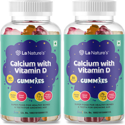 La Natures Calcium with Vitamin D Gummies for Both Kids & Adults for Bones Teeth & Muscles(2 x 30 No)