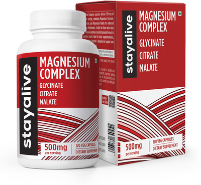 stayalive Magnesium Complex Glycinate, Malate & Citrate for Muscles, Nerve and Energy(120 Capsules)