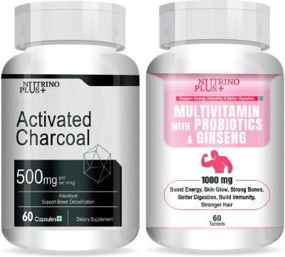 Nutrinoplus Multivitamin Activated charcoal Plus for Men & Women 1000mg(2 x 60 Capsules)