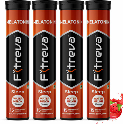 Fitreva Melatonin 60 Effervescent Tablets for Restful Sleep - Watermelon Flavor(4 x 15 Tablets)