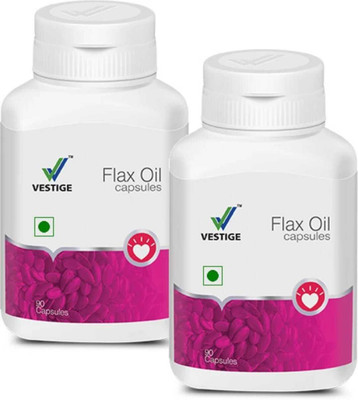 Vestige Flax Oil (Flax seed is a rich source of Omega-3 and Omega-6) (2 x 90 Capsules)(2 x 45 mg)