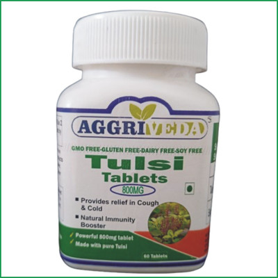 aggriveda Organic Tulsi Tablets for Natural Immunity Boosting holy basil extract(60 Tablets)