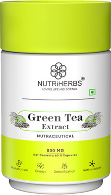 Nutriherbs Green Tea Capsule | Supplement for Antioxidants & Weigh Loss for Men & Women(60 Capsules)