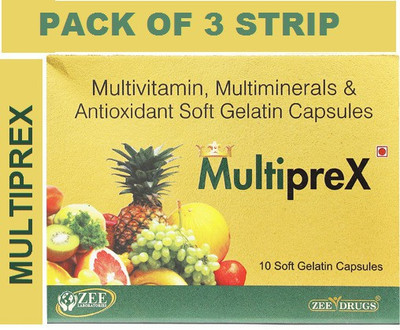 ZEE DRUGS MULTIPREX MULTIVITAMINS AND MINERALS PACK OF THREE (3*10CAPSULES)(3 x 10 Capsules)
