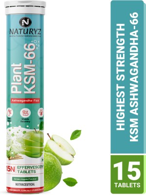 NATURYZ Plant KSM-66 For Muscle recovery Relieve Stress & Recovery (Green Apple Flavour)(15 Tablets)