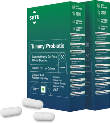 SETU Tummy Probiotic, 9 strains with 15 CFUs for Better Immunity, Reduce Gas(2 x 30 Tablets)