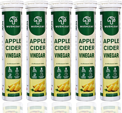 Mushleaf Plus Apple Cider Vinegar 100 Effervescent Tablet with mother,Vit B6 & B12 weight loss(5 x 20 Tablets)