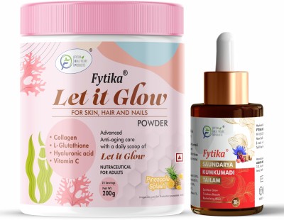 FYTIKA Let it Glow Pineapple, Collagen Powder-200G + Saundarya Kumkumadi Tailam - 30ml(2 x 200 g)