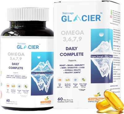Nutrisage Glacier Daily Complete Omega 3,6,7,9 - 2020 mg Fish Oil,Seabuckthorn & Borage(60 No)