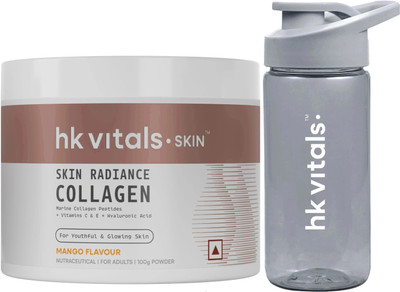 HEALTHKART HK Vitals Skin Radiance Collagen Supplement with Biotin, Mango with Sipper(2 x 50 g)
