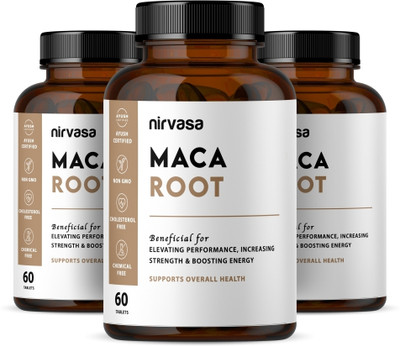 Nirvasa Maca Root Tablets | Maca Tablets for Energy, Strength & Reproductive Health(3 x 60 Tablets)