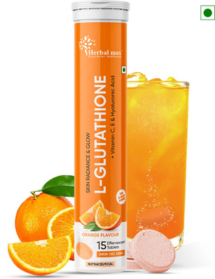 Herbal max L-Glutathione 600mg Effervescent Tablet with Vitamin C to Reduce Pigmentation(15 Tablets)