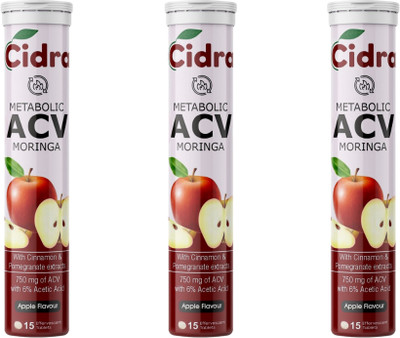 CIDRA ACV Moringa Tablets: Fat Loss & Metabolism Booster (Pack of 3)(3 x 15 Tablets)