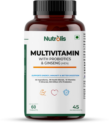 Nutrolis Multivitamin for Men with Probiotics & Ginseng – Daily Nutritional Support(60 Tablets)