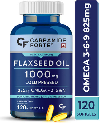 CARBAMIDE FORTE Flaxseed Oil Capsules 1000mg Cold Pressed with Omega 3 Capsules(120 No)
