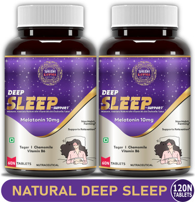 Shudh Kaama Deep Sleep Melatonin 10mg Tablets to Help You Fall Asleep Faster(2 x 60 Tablets)