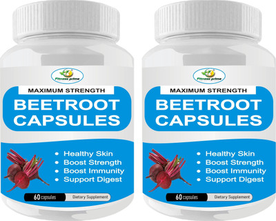 Fitness Prime Beetroot 800 mg Capsules for Improved Digestion, Natural Detoxifier & Anti-Oxidant(2 x 60 Capsules)